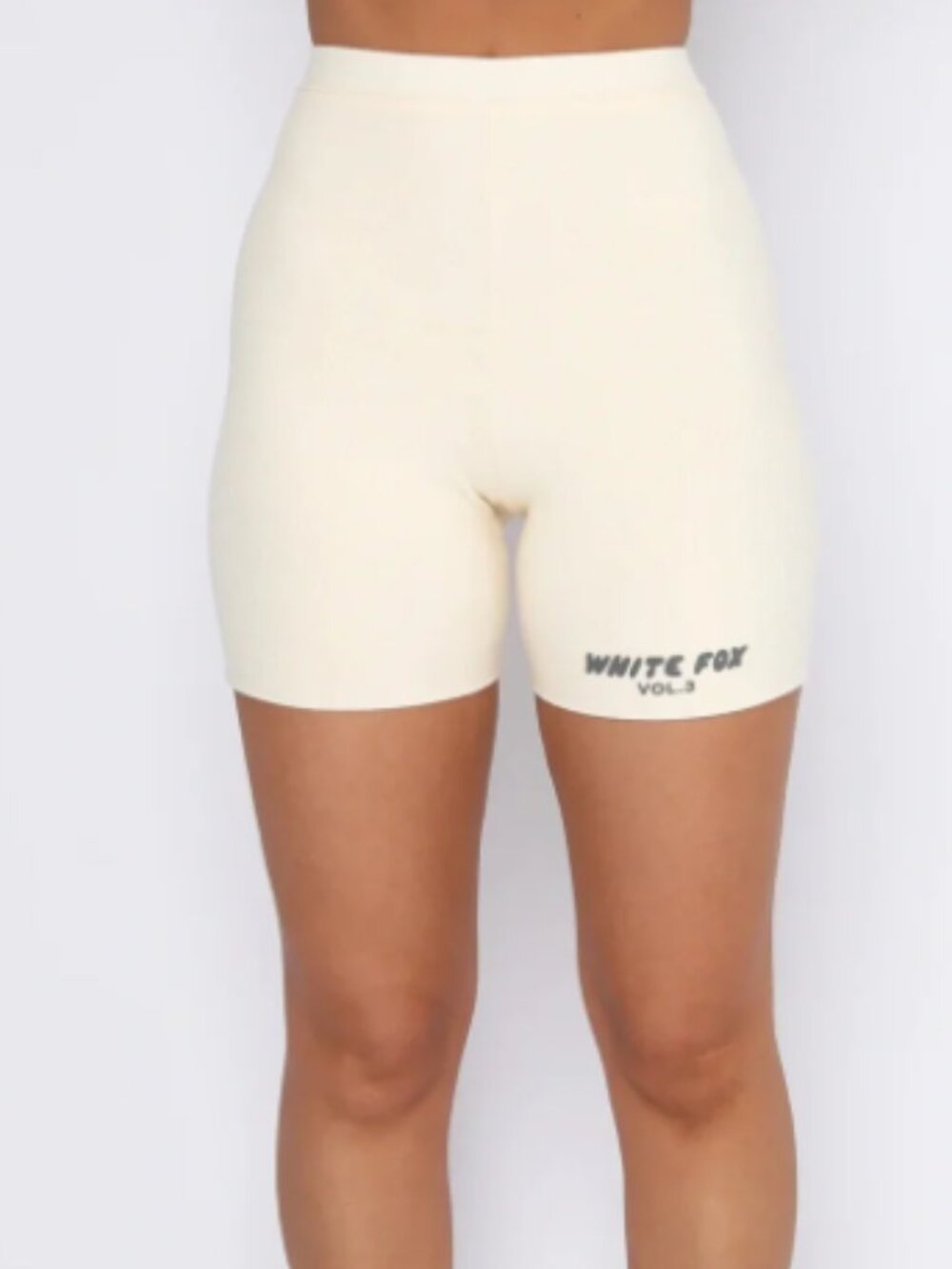 White Fox Offstage Ribbed Bike Shorts Cream Athletic High Rise XXS Pull On